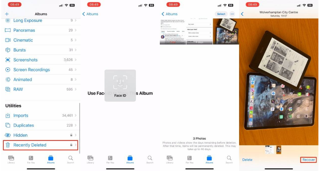 坡头苹果14维修分享 iPhone14 上恢复已删除的照片 