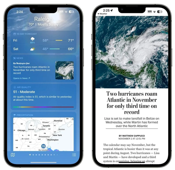 坡头苹果14维修分享iPhone 14手机如何看天气时顺带看新闻 