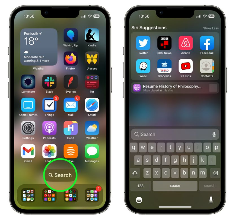 坡头苹果手机维修分享升级到 iOS 16 后，如何删除主屏幕上的搜索按钮 