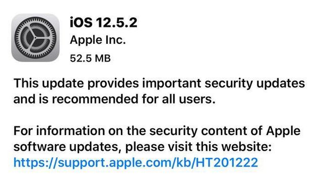 坡头苹果手机维修分享iOS12.5.2发布，建议所有老苹果用户安装 